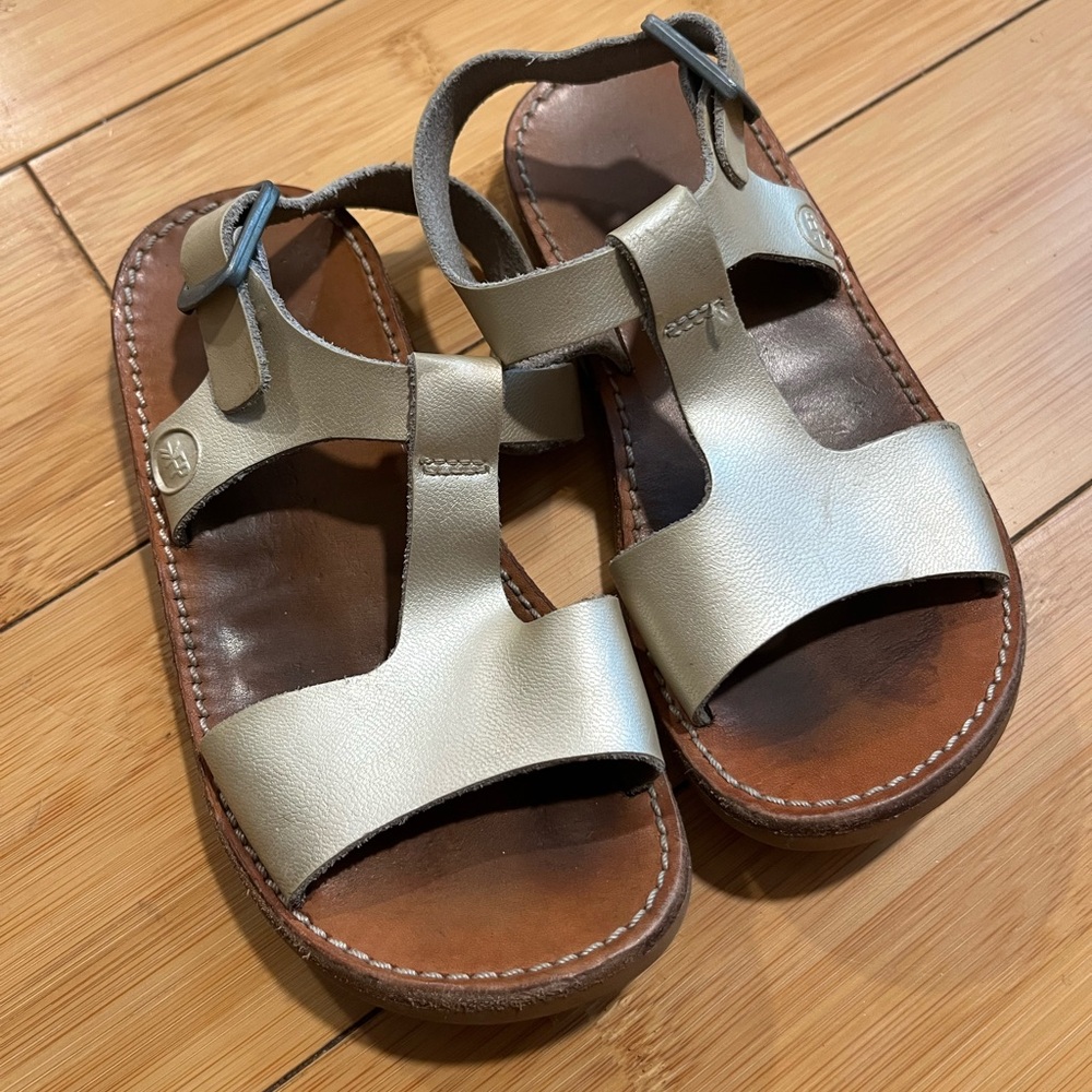 Kids Freshly Picked Leather Sandals - Champagne